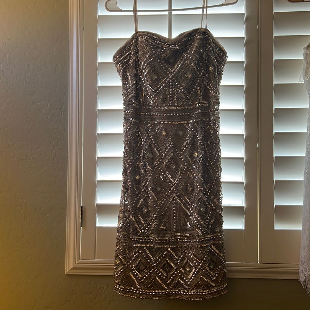 Adrianna Papell beaded sequined strapless dress